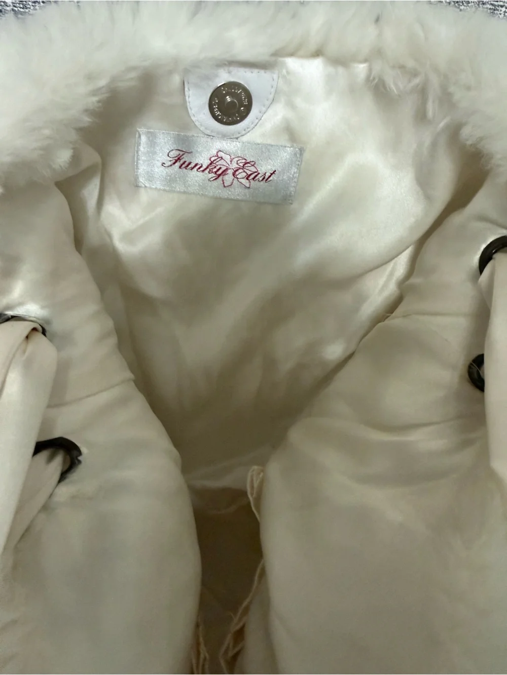 Vintage Ultra Plush Rabbit Fur Shoulder Bag in Ivory with Satin Straps